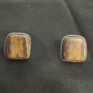 AUTHENTIC NAVAJO SIGNED PIERCED EARRINGS